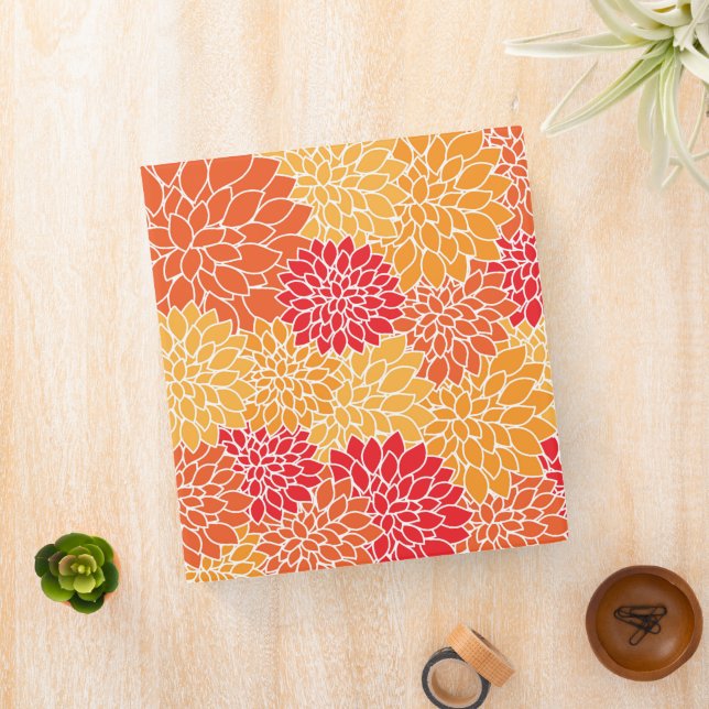 Dahlia Flowers, Pattern Of Flowers, Orange Dahlia Binder (In Situ)