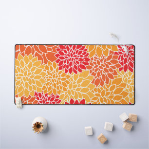 Dahlia Flowers, Pattern Of Flowers, Orange Dahlia Desk Mat