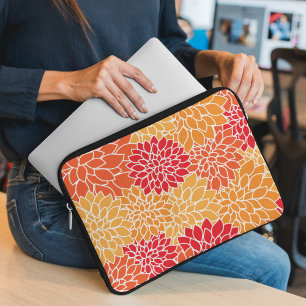 Dahlia Flowers, Pattern Of Flowers, Orange Dahlia Laptop Sleeve