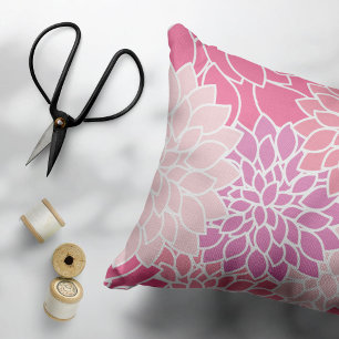 Dahlia Flowers, Pattern Of Flowers, Pink Dahlia Accent Pillow