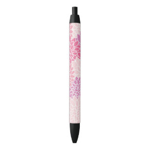 Dahlia Flowers, Pattern Of Flowers, Pink Dahlia Black Ink Pen