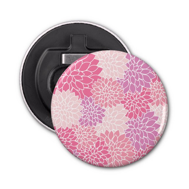 Dahlia Flowers, Pattern Of Flowers, Pink Dahlia Bottle Opener (Front)