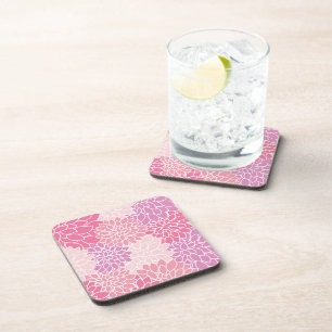 Dahlia Flowers, Pattern Of Flowers, Pink Dahlia Coaster