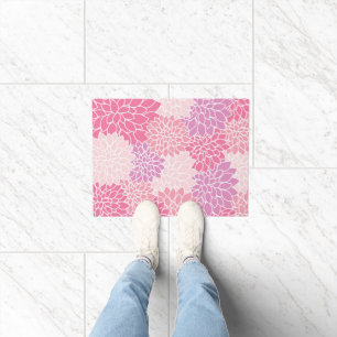 Dahlia Flowers, Pattern Of Flowers, Pink Dahlia Doormat