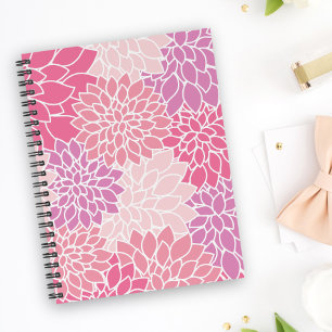 Dahlia Flowers, Pattern Of Flowers, Pink Dahlia Notebook