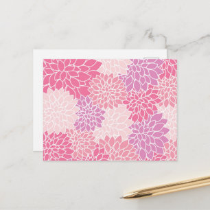Dahlia Flowers, Pattern Of Flowers, Pink Dahlia Postcard