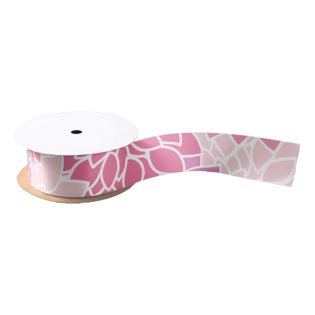 Dahlia Flowers, Pattern Of Flowers, Pink Dahlia Satin Ribbon (Spool)