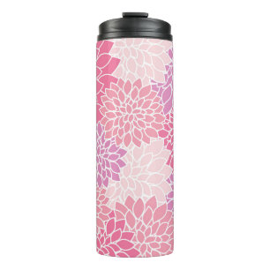 Dahlia Flowers, Pattern Of Flowers, Pink Dahlia Thermal Tumbler