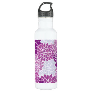 Dahlia Flowers, Pattern Of Flowers, Purple Dahlia 710 Ml Water Bottle