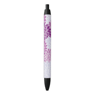Dahlia Flowers, Pattern Of Flowers, Purple Dahlia Black Ink Pen