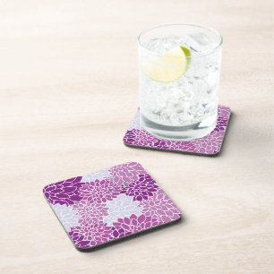 Dahlia Flowers, Pattern Of Flowers, Purple Dahlia Coaster