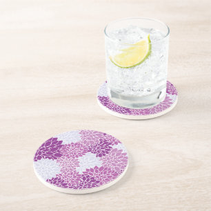 Dahlia Flowers, Pattern Of Flowers, Purple Dahlia Coaster