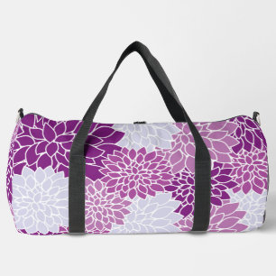 Dahlia Flowers, Pattern Of Flowers, Purple Dahlia Duffle Bag