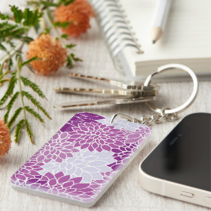 Dahlia Flowers, Pattern Of Flowers, Purple Dahlia Keychain