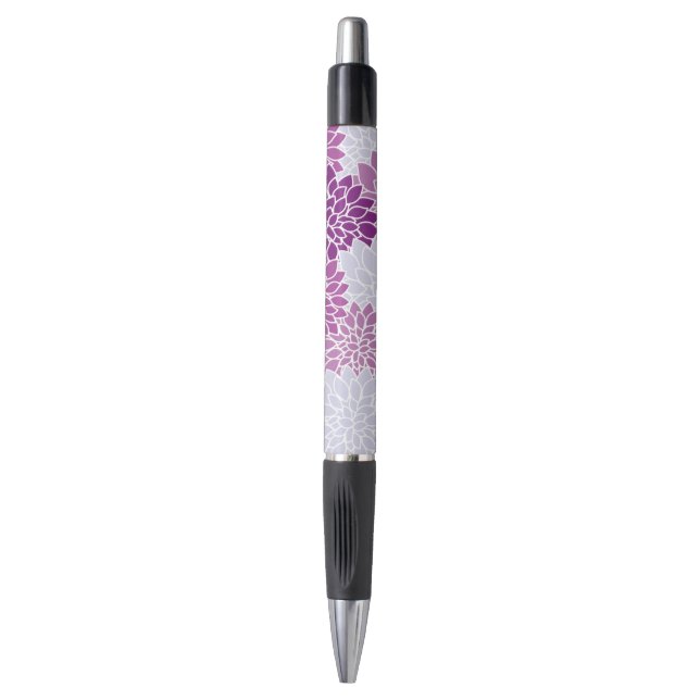 Dahlia Flowers, Pattern Of Flowers, Purple Dahlia Pen (Front Vertical)