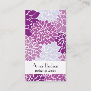 Dahlia Flowers, Petals, Blossoms - Blue Purple Business Card