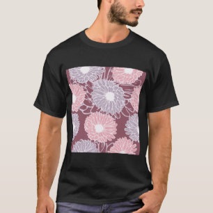 Dahlia flowers seamless pattern throw pillow T-Shirt