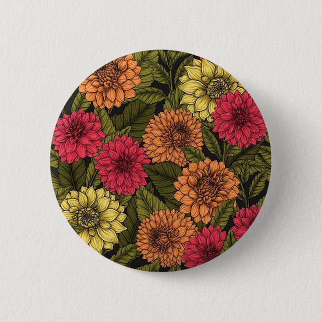 Dahlia garden 2 inch round button (Front)