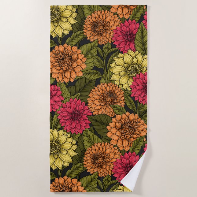Dahlia garden beach towel (Front)