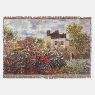 Dahlia Garden in Argenteuil Claude Monet Fine Art Throw Blanket