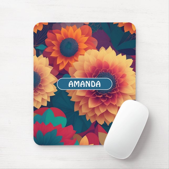 Dahlia Geometric Colourful Personalized Pattern Mouse Pad (With Mouse)