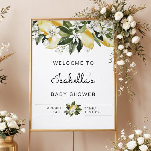Dahlia - Lemon Citrus Floral Baby Shower Welcome Poster