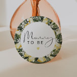DAHLIA Lemon Citrus Fruit Summer Mommy to Be 3 Inch Round Button<br><div class="desc">This button pin features  watercolor lemons and a cute handwritten font with the saying,  "mommy to be". This gender-neutral button is the perfect accessory for your citrus baby shower or gender reveal party.</div>