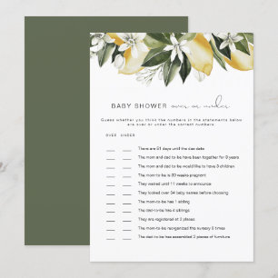 DAHLIA Lemon Over Under Baby Shower Game  Invitation