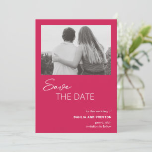 Dahlia Magenta Contemporary Modern Wedding Save The Date