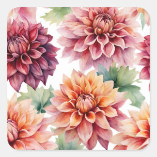 Dahlia Painting  Square Sticker