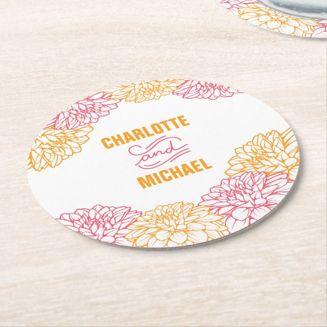 Dahlia Paper Coasters (Angled)