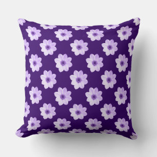 Dahlia Pattern - Deep Purple Throw Pillow