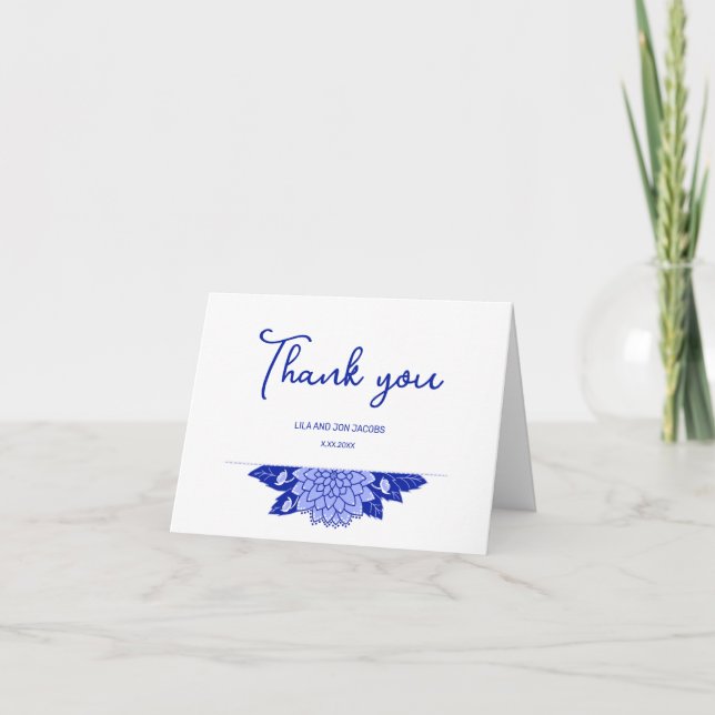 Dahlia Personalized Wedding Thank You Card (Front)