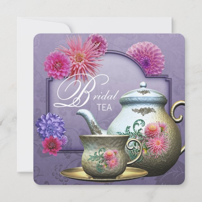 Dahlia Pink Purple Bridal Tea Shower Invitation (Front)