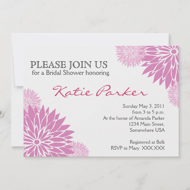 Dahlia Purple Flower Invitation (Front)