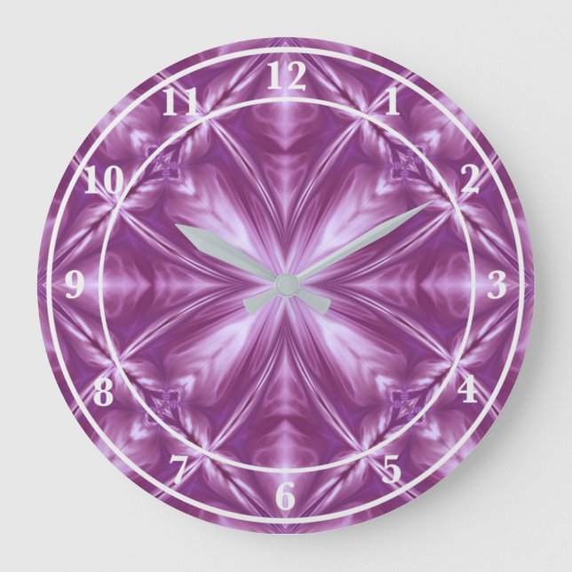 Dahlia Purple Milky White Clouds Abstract Pattern Large Clock (Front)