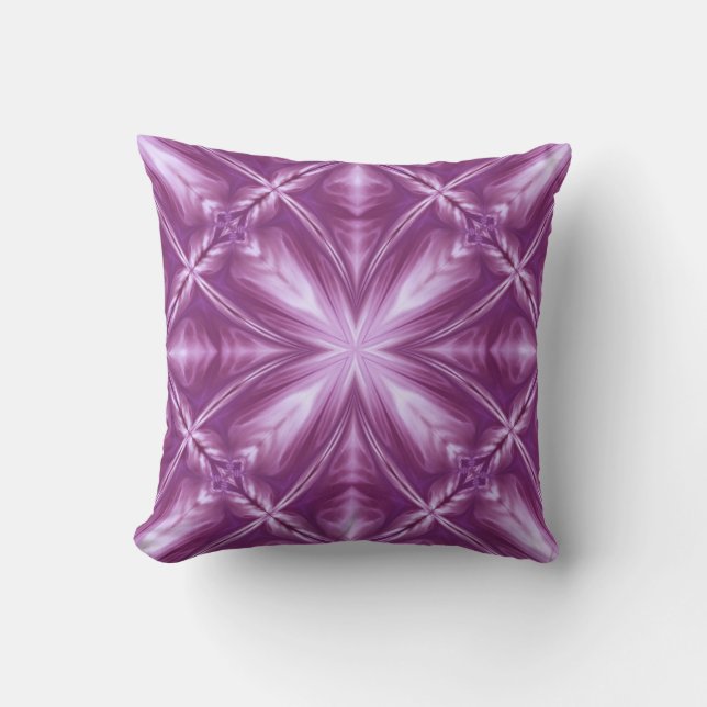 Dahlia Purple Milky White Clouds Abstract Pattern Throw Pillow (Front)