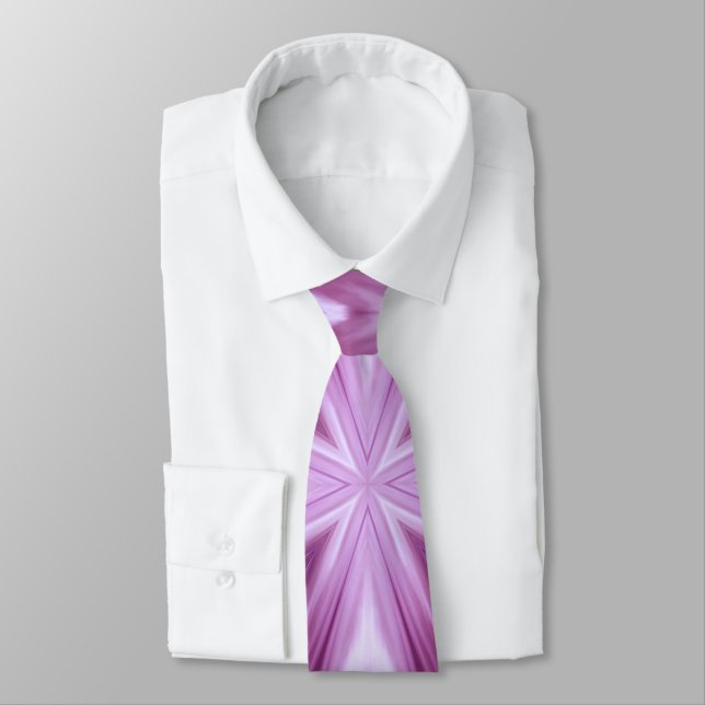 Dahlia Purple Milky White Clouds Abstract Pattern Tie (Tied)