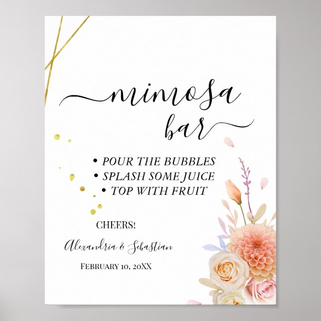 Dahlia & Roses Mimosa Bar Bridal Shower Sign (Front)
