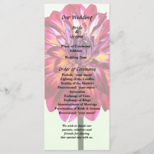 Dahlia Rouge Tinté Avec Programme De Mariage Jaune