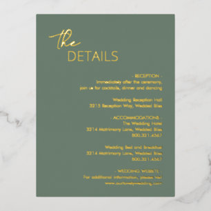 Dahlia Sage Green Modern Wedding Enclosure Card