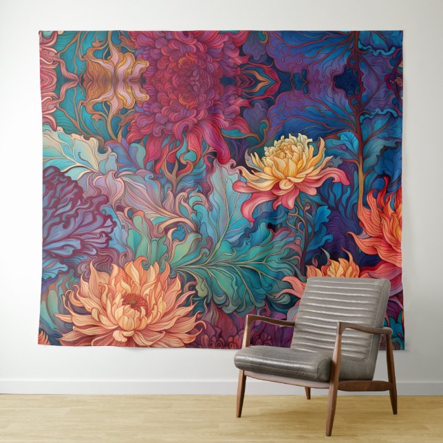 Dahlia Tapisserie florale (En situation (horizontale))