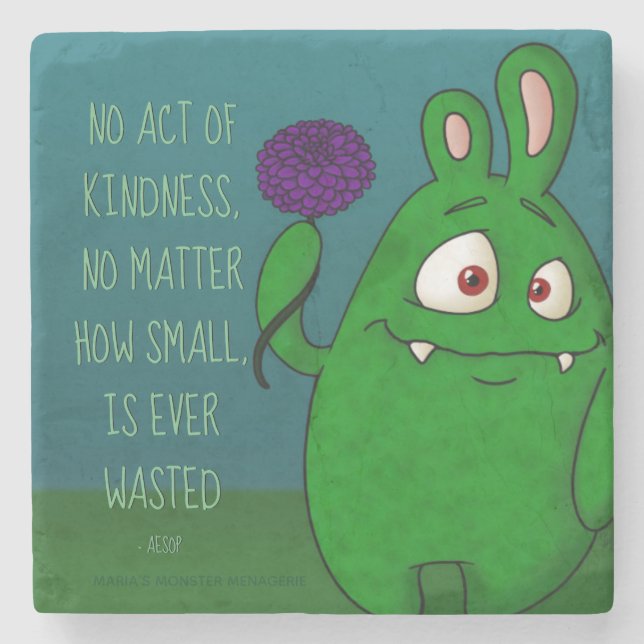 Dahlia the Monster w/quote, stone coaster (Front)