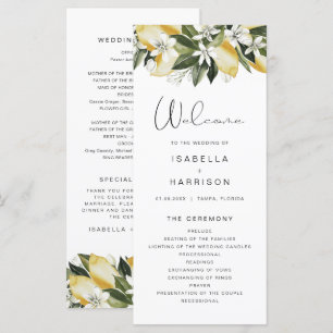 DAHLIA Watercolor Lemon Floral Lon Wedding Program
