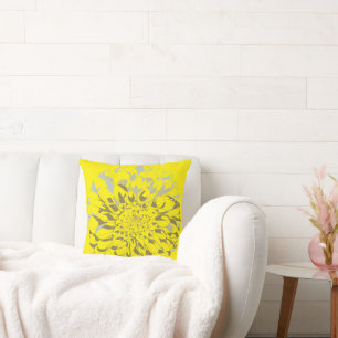 Dahlia Yellow Throw Pillow