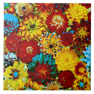 Dahlias Abstract Fine Flower Floral Picture Tile