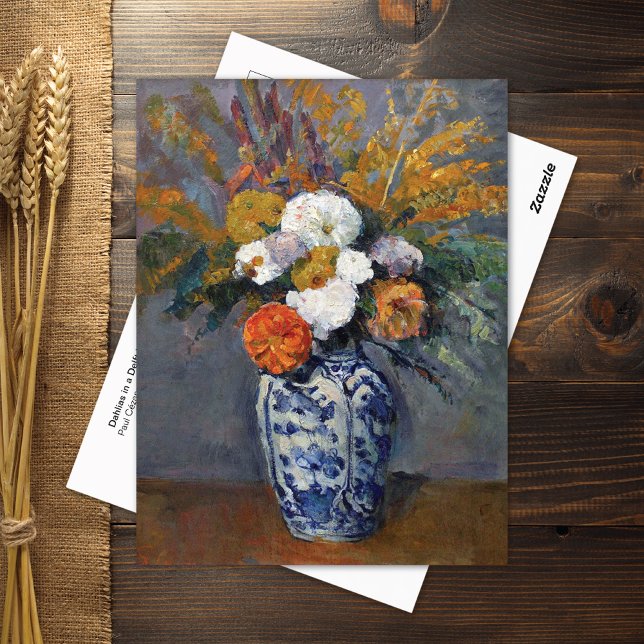 Dahlias Blue White Vase Paul Cezanne Postcard (Creator Uploaded)