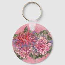 Dahlias flowers pink watercolor pattern