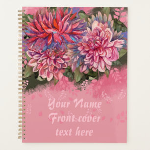 Dahlias flowers pink watercolor planner