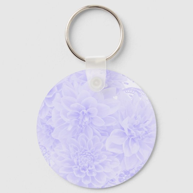 Dahlias In Blue Keychain (Front)